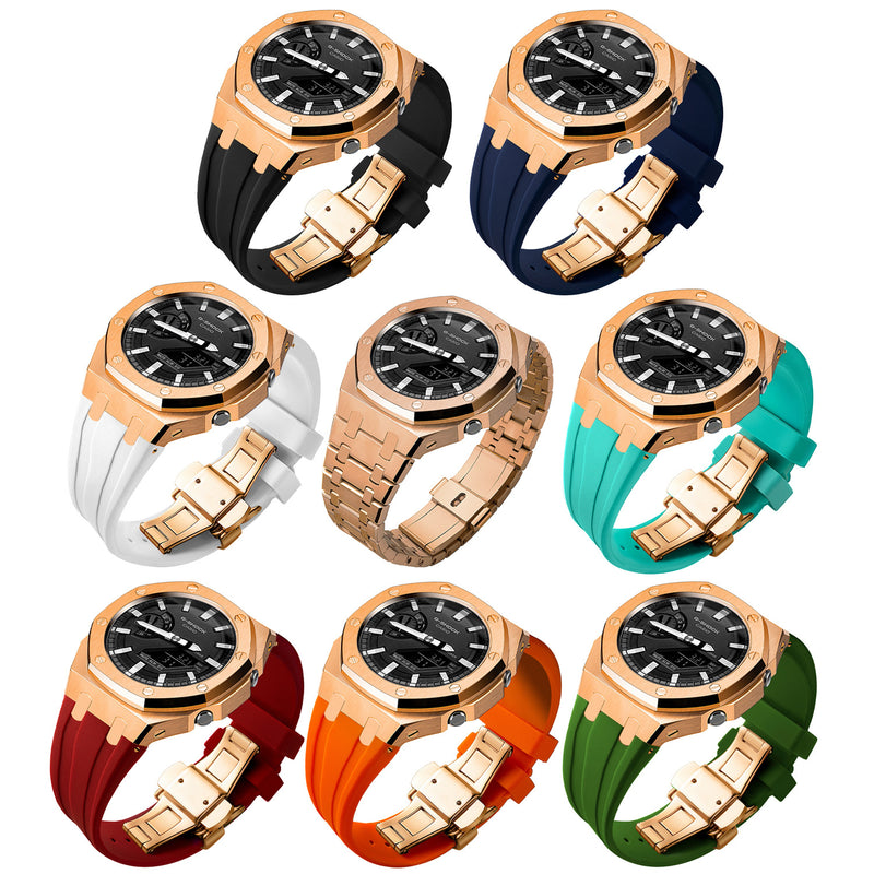 Premium Stainless Steel Case + Silicone Strap AP Mod Kit for Casioak GA2100/2110