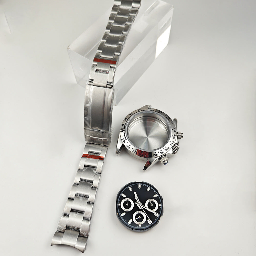 Case + with 40MM sapphire glass mirror stainless steel watch case accessories strap for VK63 movement