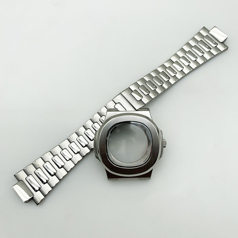 Alternative Patek Nautilus Square Sports Machinery Stainless Steel Case Strap Accessories Set Adapts to NH35 Movement