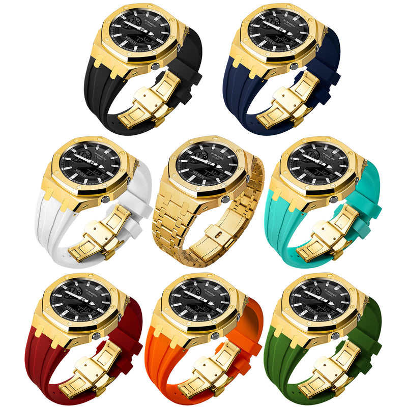 Premium Stainless Steel Case + Silicone Strap AP Mod Kit for Casioak GA2100/2110