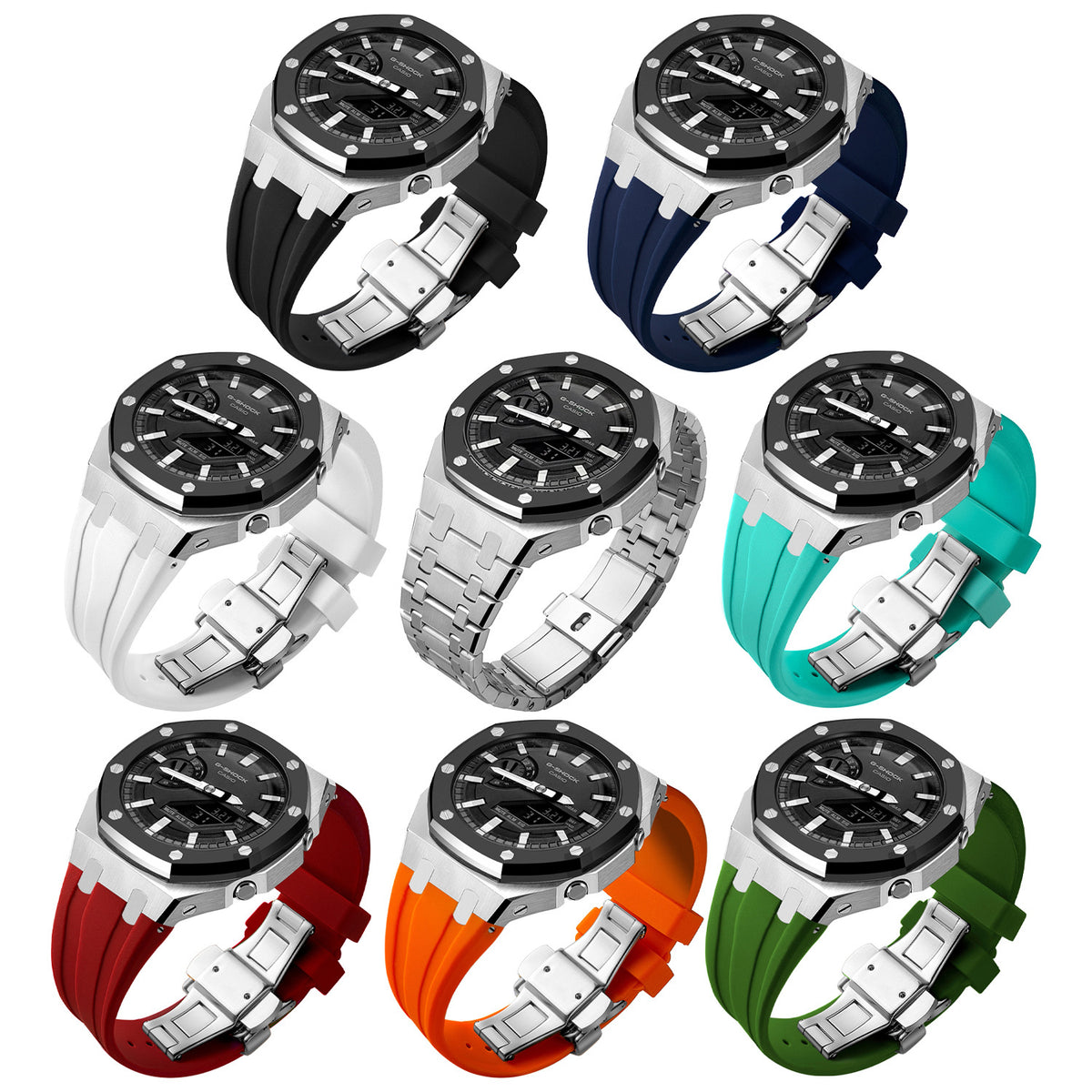 Premium Stainless Steel Case + Silicone Strap AP Mod Kit for Casioak GA2100/2110