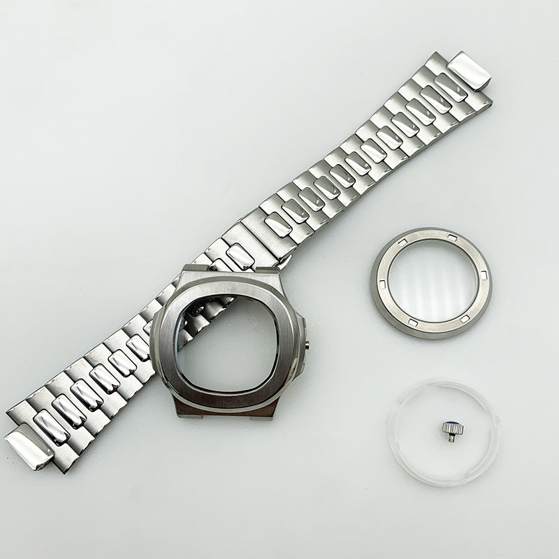 Alternative Patek Nautilus Square Sports Machinery Stainless Steel Case Strap Accessories Set Adapts to NH35 Movement