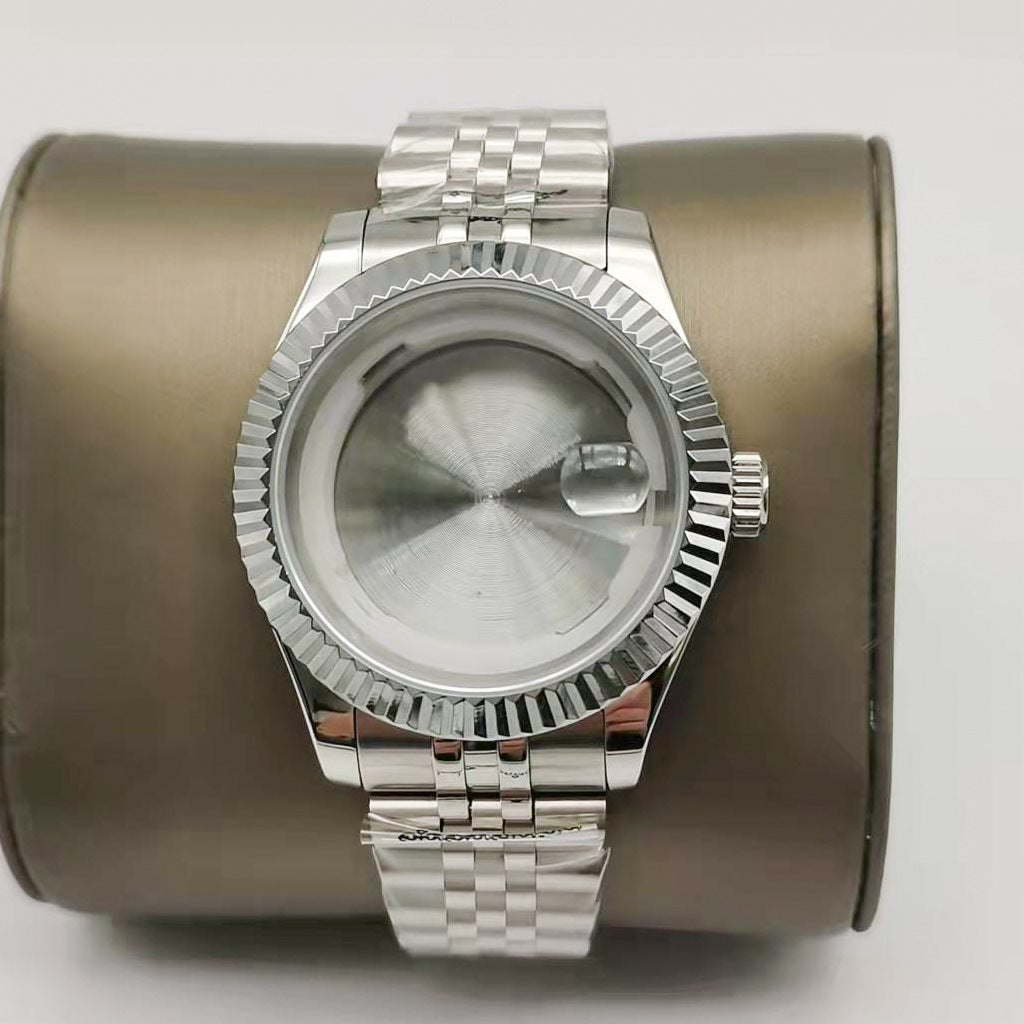 Alternative log style tooth ring stainless steel mechanical watch case three five baht strap accessories set is suitable for 2813 machines
