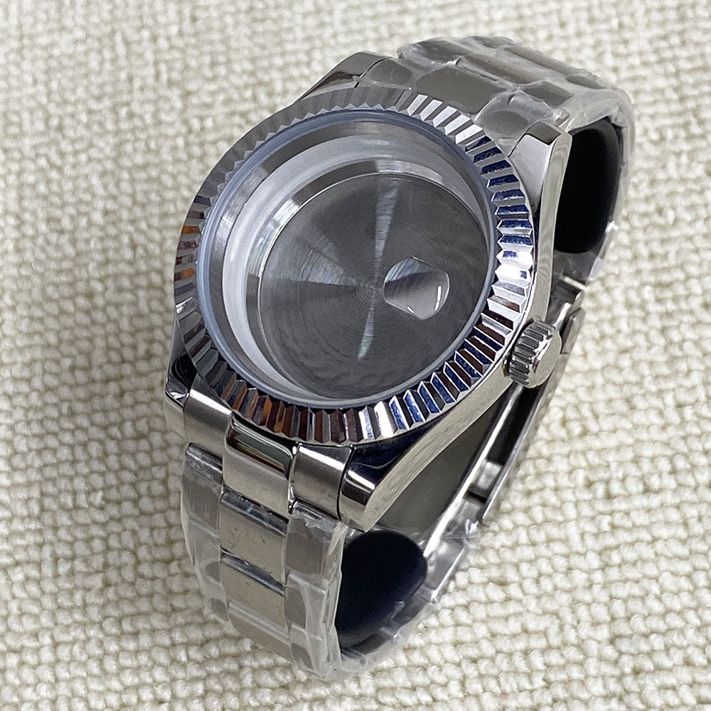 NH35 case dog tooth ring log 40mm transparent bottom sheet full set of Sapphire glass fitting NH36 movement