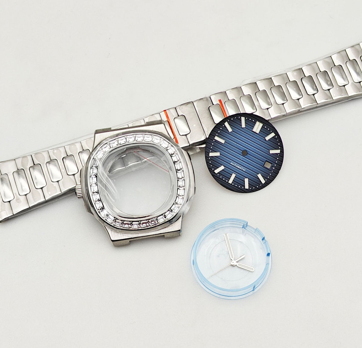 Nautilus mechanical watch accessories set 316L stainless steel case strap suitable for 2813/8215 movement
