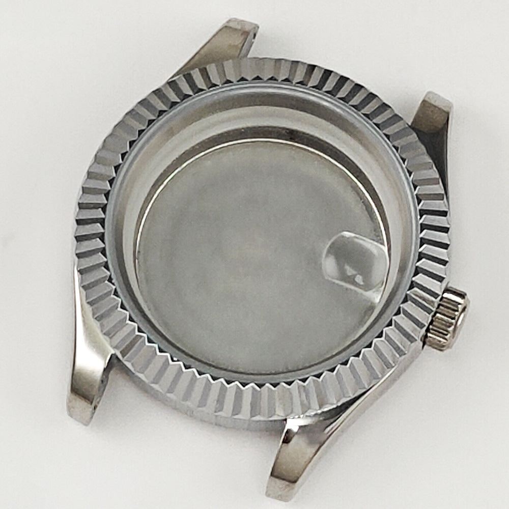 40MM log case set, silver stainless steel case, watch modification accessories are suitable for NH35/NH36 movements