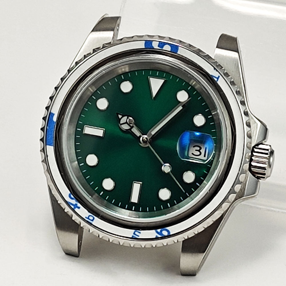 Daili Home Green Water Ghost Case Mechanisches Uhrwerk Komplettes Zubehörset Taucheruhr aus Edelstahl 2813/NH35/8215 Uhrwerk 