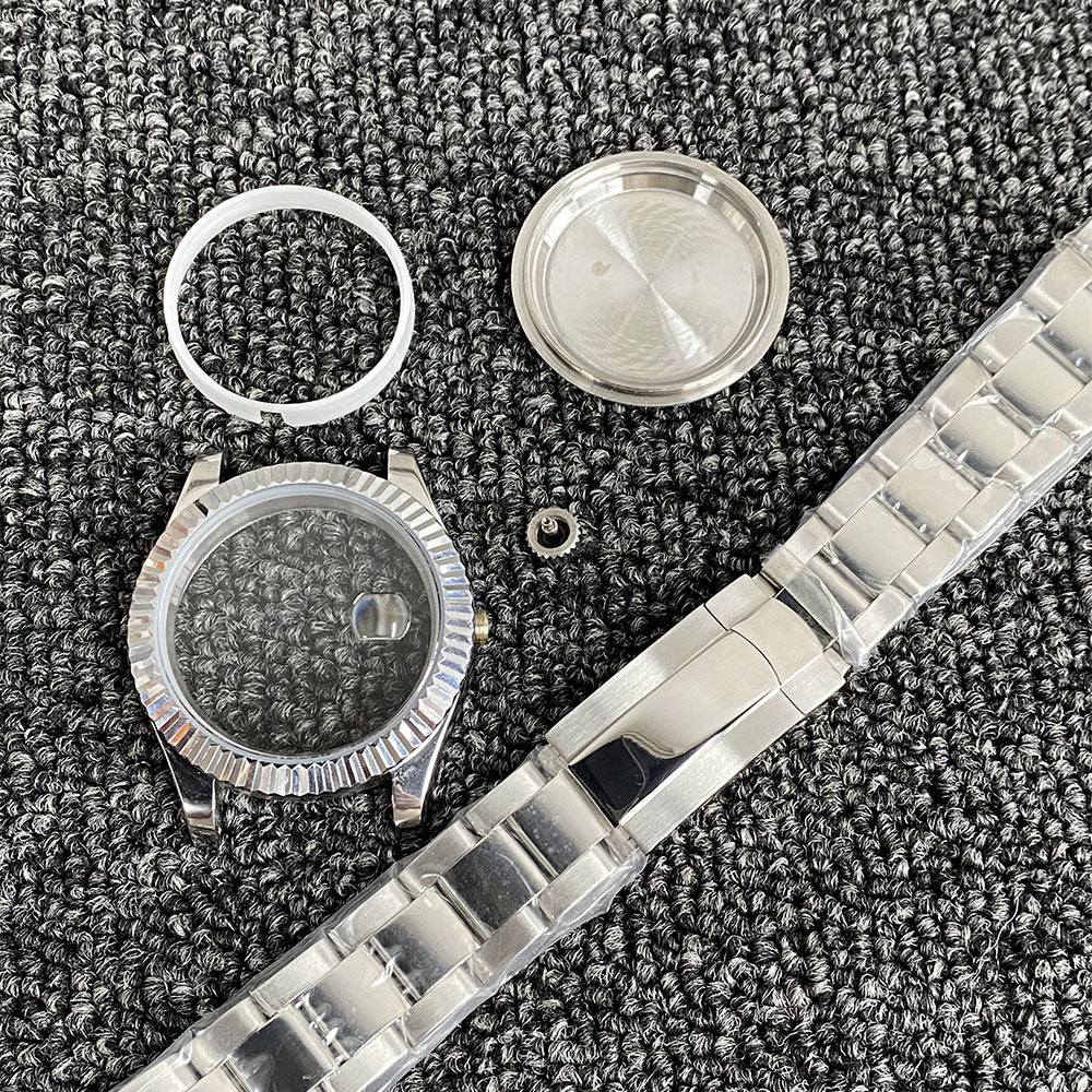 NH35 case dog tooth ring log 40mm transparent bottom sheet full set of Sapphire glass fitting NH36 movement