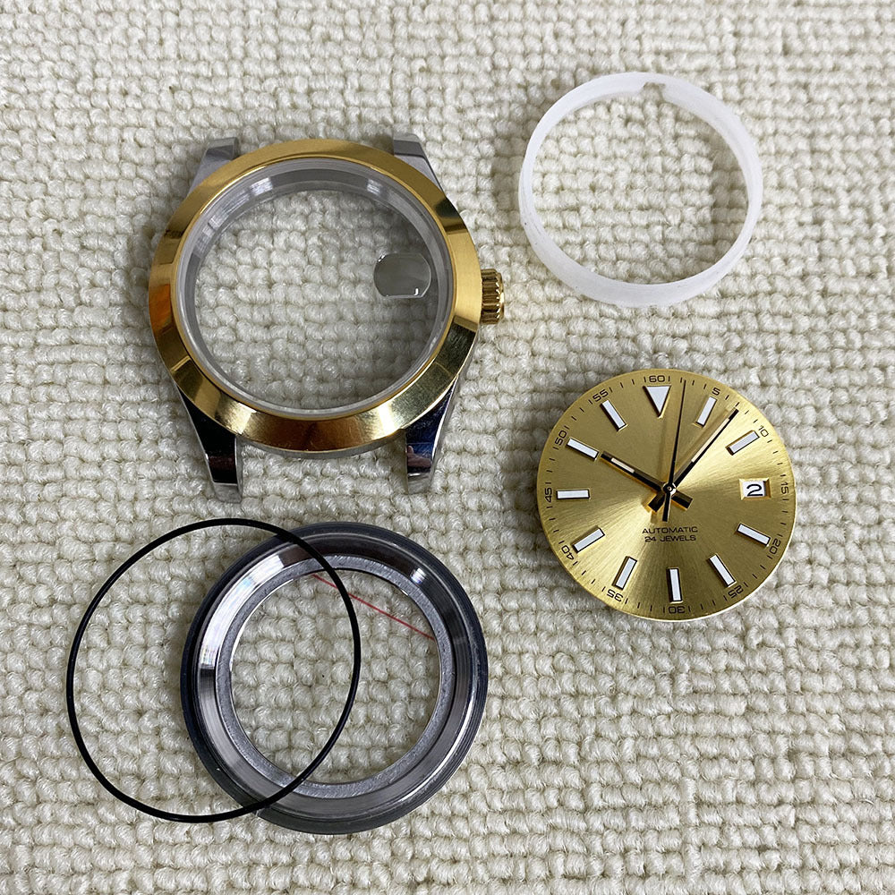 40MM Watch Modification Accessories Room Gold Case Strap Sapphire Glass Fine Adjustment Strap NH35/NH36 Movement