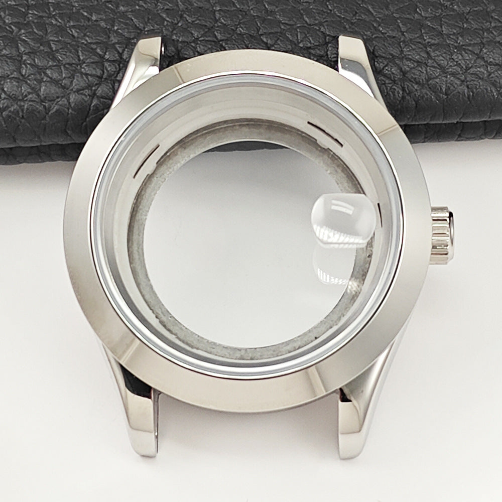 40MM log case set, silver stainless steel case, watch modification accessories are suitable for NH35/NH36 movements