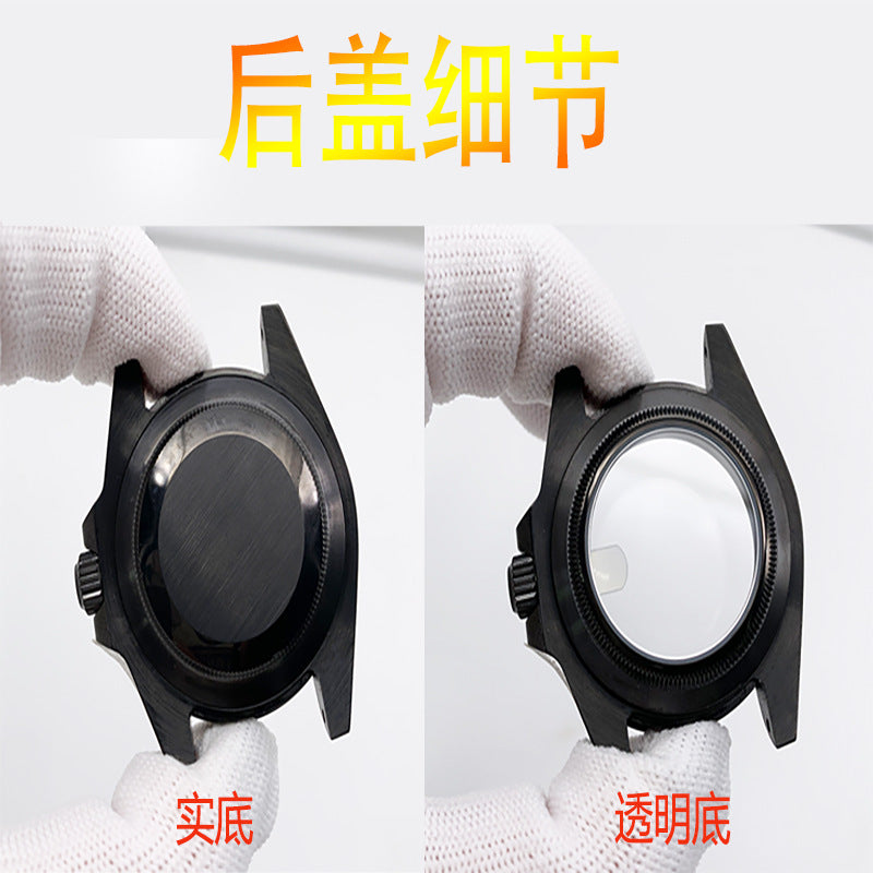 Black water ghost case full set + stainless steel strap watch accessories, suitable for 2813/8215/NH35 movement