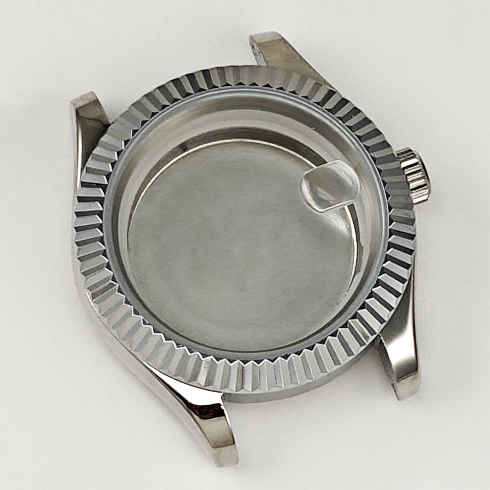 40MM log case set, silver stainless steel case, watch modification accessories are suitable for NH35/NH36 movements