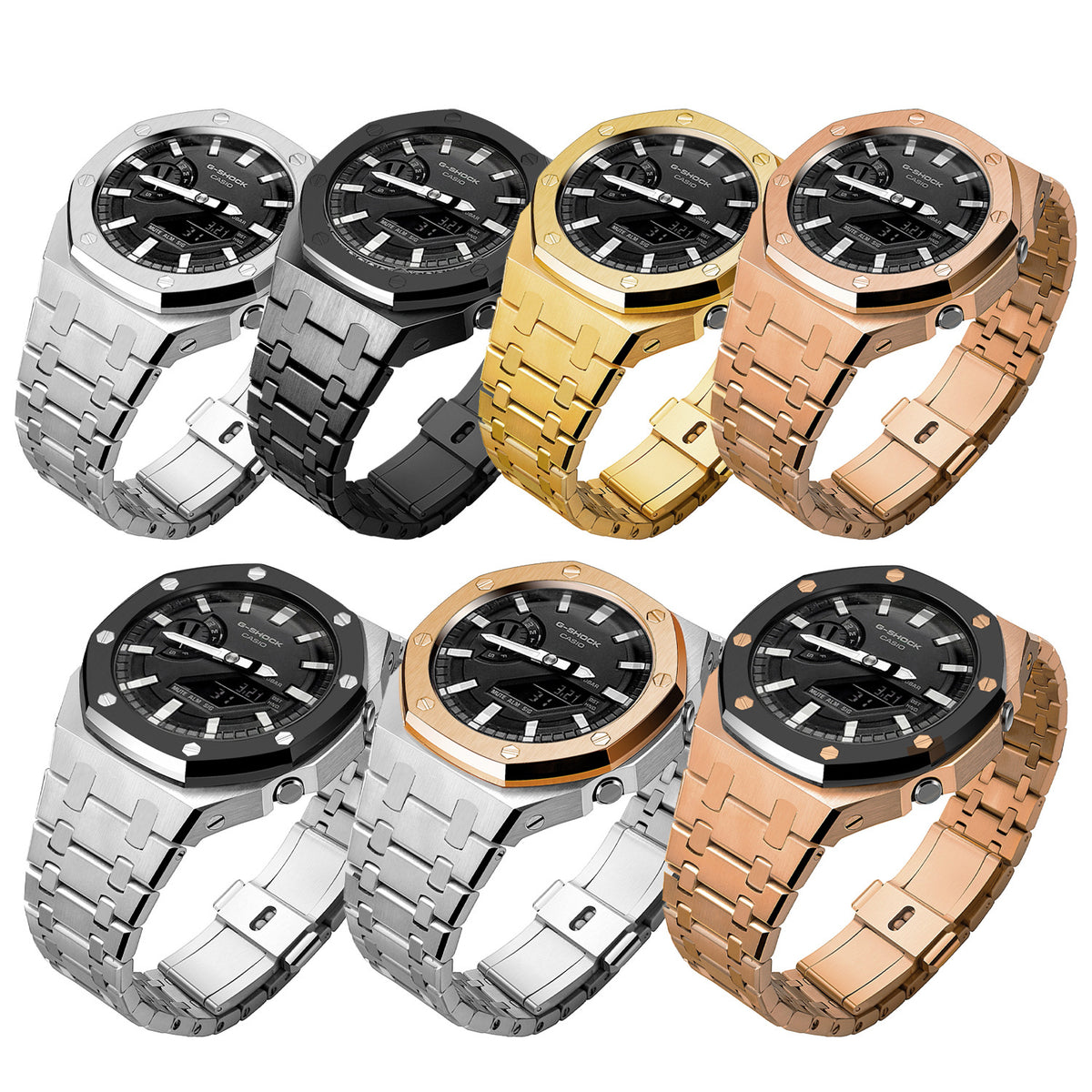 Premium Stainless Steel Case + Silicone Strap AP Mod Kit for Casioak GA2100/2110