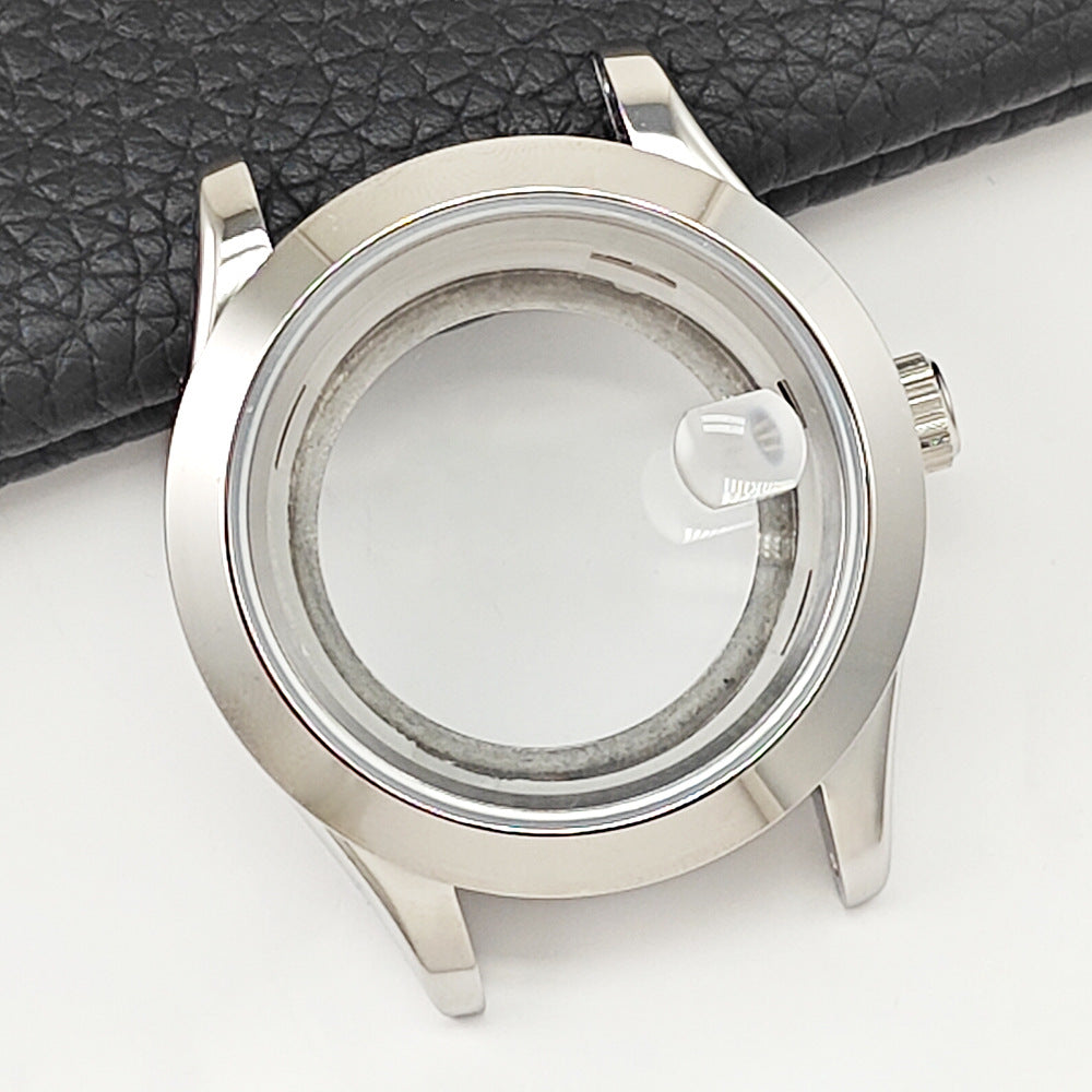 40MM log case set, silver stainless steel case, watch modification accessories are suitable for NH35/NH36 movements