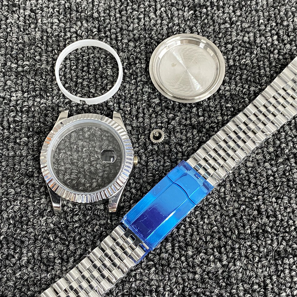 NH35 case dog tooth ring log 40mm transparent bottom sheet full set of Sapphire glass fitting NH36 movement