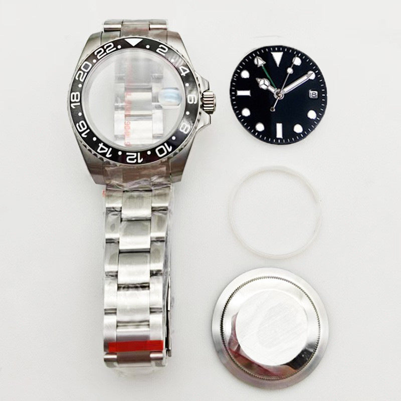 GMT Labor Shi Stainless Steel Ceramic Ring Case Strap Dial Set Sapphire Glass Mirror Fits NH35