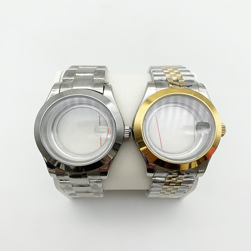 Dog tooth ring log tooth ring strap case 40mm transparent, stainless steel case, suitable for NH35/36 movement