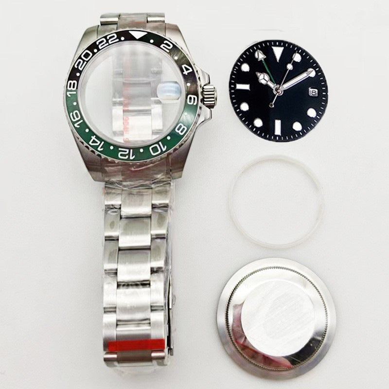 GMT Labor Shi Stainless Steel Ceramic Ring Case Strap Dial Set Sapphire Glass Mirror Fits NH35