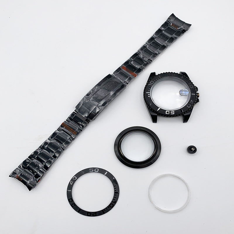Black water ghost case full set + stainless steel strap watch accessories, suitable for 2813/8215/NH35 movement
