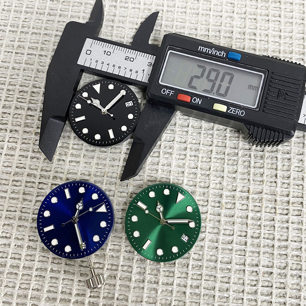 28.5MM unmarked dial literal blue-green luminous suitable for NH36/NH35 movement watch modification accessories