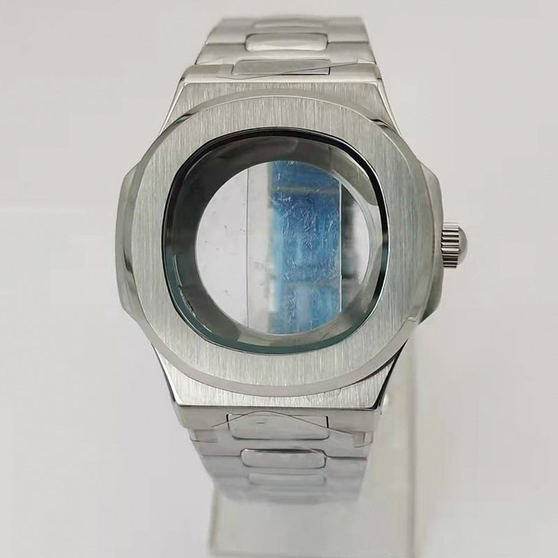 Alternative Patek Nautilus Square Sports Machinery Stainless Steel Case Strap Accessories Set Adapts to NH35 Movement