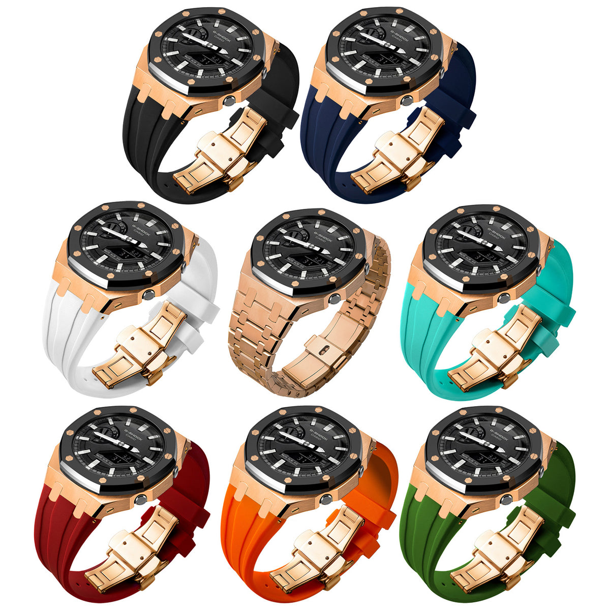 Premium Stainless Steel Case + Silicone Strap AP Mod Kit for Casioak GA2100/2110