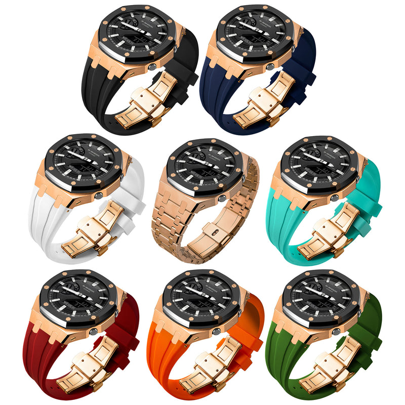 Premium Stainless Steel Case + Silicone Strap AP Mod Kit for Casioak GA2100/2110