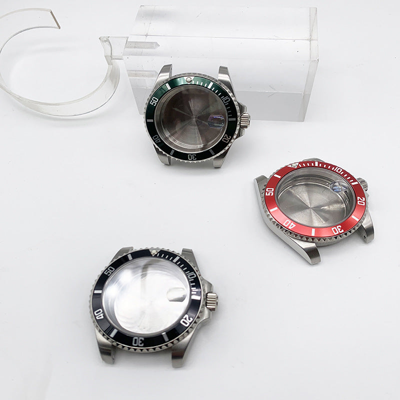 SUB watch case substitute black and green water ghost stainless steel case mechanical watch assembly accessories 2813/8215 movement