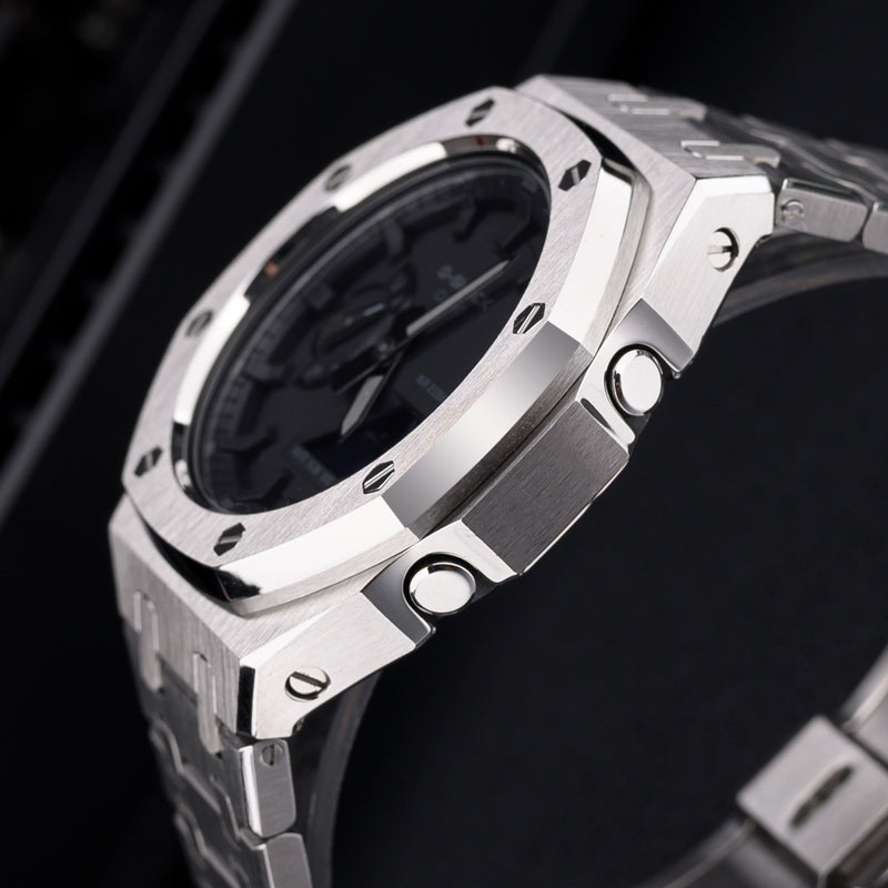 Premium Stainless Steel Case + Silicone Strap AP Mod Kit for Casioak GA2100/2110