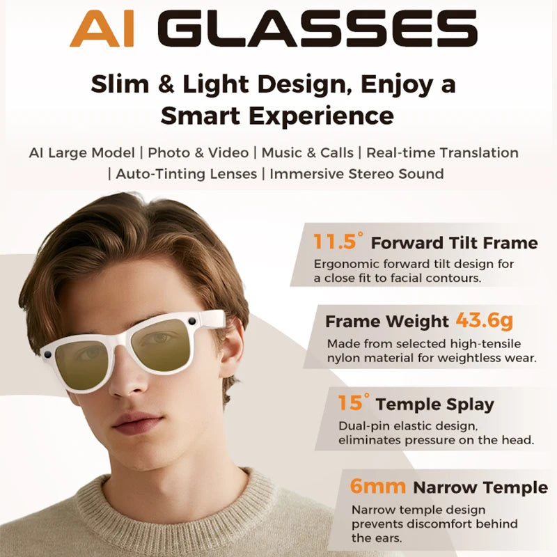M02 Ultra 800W Smart Glasses Translator Photo Video Recording Music Playback With Charging Box SmartGlasses Sunglasses Men Women