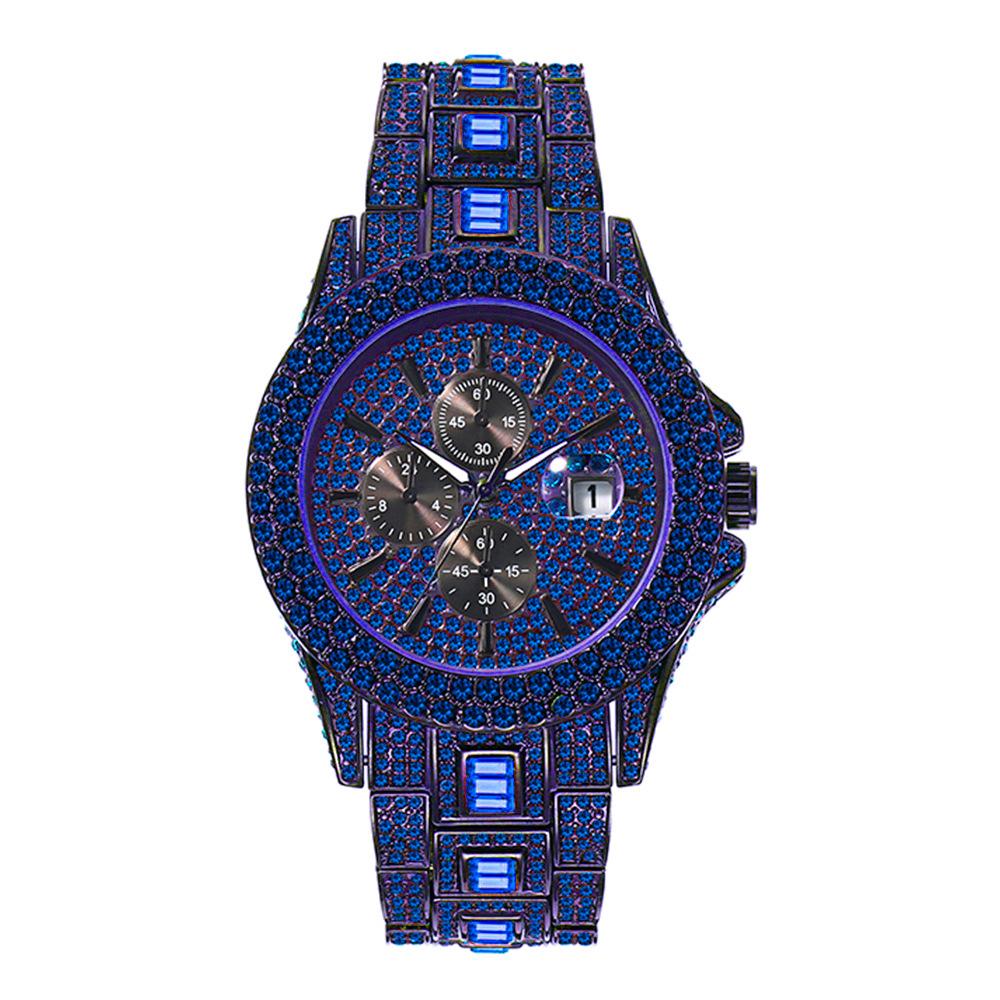 Mens Fashion watch, live stream popular fashion hip-hop full diamond colored diamond men's luminous quartz watch