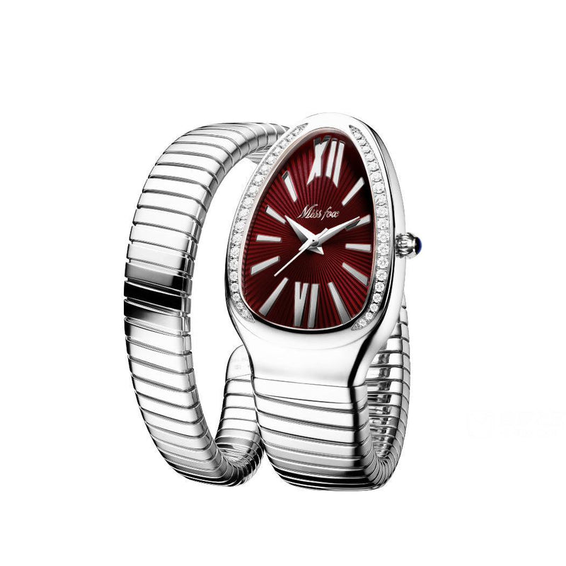 Women's Snake Head Bracelet Watch - 2-in-1 Luxe Design with Crystal Accents
