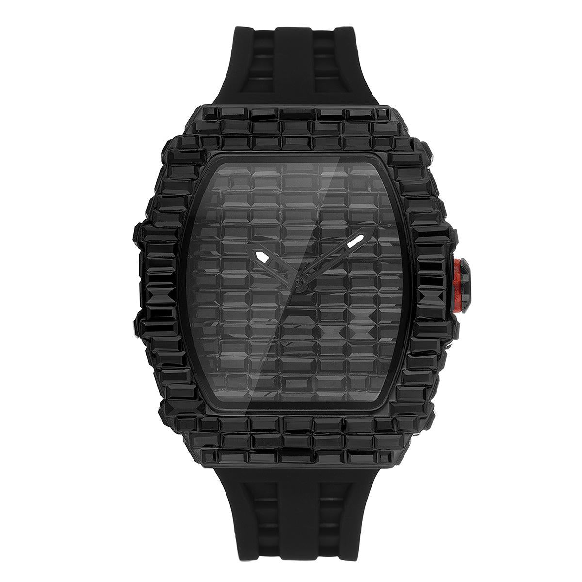 Mens Watch live broadcast popular wine barrel type T square diamond personalized fashion hip-hop silicone strap watch