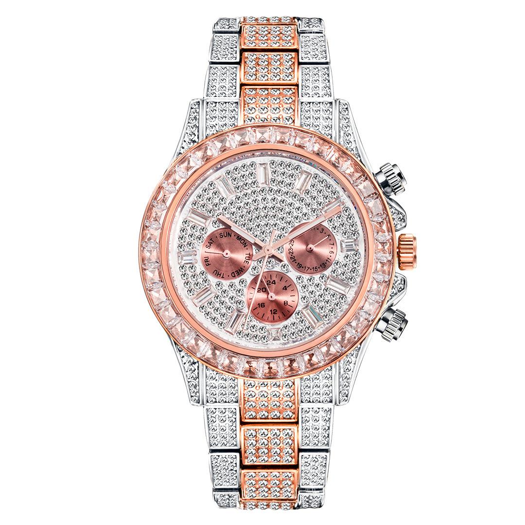 Men's Hip-Hop Style Daytona-Inspired Crystal Watch - European Design, Starry Dial